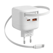 Carica l'immagine nel visualizzatore di Gallery, Caricatore USB C Rapido con Cavo Retrattile 35W Caricabatterie USB C