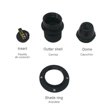 Carica l'immagine nel visualizzatore di Gallery, Set di 4 Portalampade E14 Nero con Vite e Rondella di Fissaggio | Compatibile con Lampade LED/Incandescenza | Accessori 
