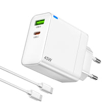 Carica l'immagine nel visualizzatore di Gallery, SCHITEC Caricatore USB C, 45W PD Rapido Caricabatterie con Spia Luminosa e Cavo, 2 Porte USB-A + USB-C Caricatore Cellul