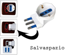 Carica l'immagine nel visualizzatore di Gallery, Adattatore riduttore angolare spina 16A presa trivalente 10 16A + schuko salvaspazio, bianca
