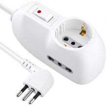 Carica l'immagine nel visualizzatore di Gallery, Electraline 62033 Multipresa 3 posti 1 schuko + 2 bivalenti 10/16A-cavo 3 m, Spina Piccola 10A, Bianco, 3m