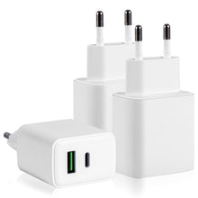 Carica l'immagine nel visualizzatore di Gallery, 3 Pezzi Caricatore USB C, 20W Alimentatore USB C, Type C PD+QC Double Mural Presa Usbc per iPhone 18 17 16 15 14 13 12 1