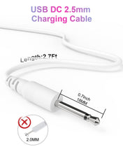 Carica l'immagine nel visualizzatore di Gallery, Cavo di ricarica USB CC Cavo di ricarica CC da 2,5 mm Sostituzione di 2,7 piedi per massaggiatore-2 pezzi (bianco)