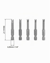 Carica l'immagine nel visualizzatore di Gallery, QWORK® 5 Pz Cacciavite a U in Lega di Acciaio S2 50mm Lunghezza 1/4" Codolo Esagonale, Set di Punte Magnetiche per Cacci