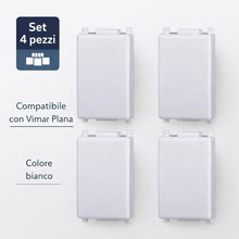 Carica l'immagine nel visualizzatore di Gallery, 4 Pezzi Falso Polo Compatibile con Vimar Plana Bianco | Tappo Copriforo Modulo Cieco per Serie Civile | Placca Interrutt
