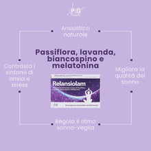 Carica l'immagine nel visualizzatore di Gallery, Relansiolam Integratore per Sonno e Rilassamento con Melatonina, Passiflora, Lavanda e Biancospino, 30 Compresse Orosolu