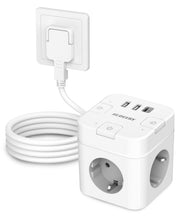 Carica l'immagine nel visualizzatore di Gallery, SUDEERY Ciabatta elettrica 6 in 1 con USB C, 3 prese, spina piatta con commutazione singola, multipresa cubo con cavo da