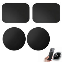 Carica l'immagine nel visualizzatore di Gallery, 4 Pezzi Calamita per Cellulare Auto, Piastre Metalliche Adesive (2 Rettangolari e 2 Rotonde), Calamita Adesiva Sottile p