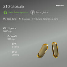Carica l'immagine nel visualizzatore di Gallery, Omega 3 Olio di Pesce - 3000mg Dose Alto Dosaggio - Acidi Grassi Essenziali