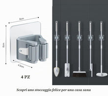 Carica l'immagine nel visualizzatore di Gallery, 4 Pezzi Portascope e Portaspazzole Muro Portascopa da Parete Autoadesivo Porta Scope Parete Plastica Supporto per Scopa 