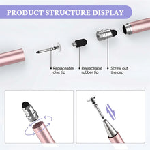 Carica l'immagine nel visualizzatore di Gallery, JEYORZY 6pz Pennini stilo 2 in 1 per touch screen, con disco trasparente e punta in silicone ad alta sensibilità, pennin