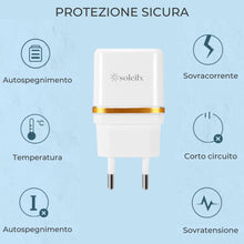 Carica l'immagine nel visualizzatore di Gallery, Caricatore USB da Muro, 3.1A 5V Caricabatterie Alimentatore Presa USB 2 Porte, Spina per modelli iPhone XS Max XR X 8 7 