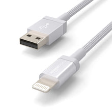 Carica l'immagine nel visualizzatore di Gallery, Amazon Basics Cavo di ricarica Lightning a USB-A, certificato MFi, in nylon intrecciato, per iPhone, argento, 0.9 m