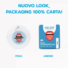 Carica l'immagine nel visualizzatore di Gallery, GELDIS Filo Interdentale Espandibile Nero, Gusto Menta, Rimuove Placca in Profondità, Con Cera Vegetale, Per Gengive Sen