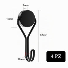 Carica l'immagine nel visualizzatore di Gallery, 4PCS Ganci Magnetici Extra Forti, 16mm Potente Neodimio Magnete Gancio, Senza Punzonatura, per Cucina Camera da Letto Ba