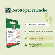 Carica l'immagine nel visualizzatore di Gallery, Cerotti Allga San rimozione verruche, con acido salicilico. Resistenti all'acqua. 16 pz.