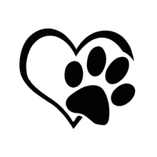 Carica l'immagine nel visualizzatore di Gallery, Adesivo per Auto, a Forma di Zampa con Cuore, Resistente all’autolavaggio, Nero.