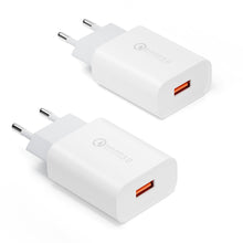 Carica l'immagine nel visualizzatore di Gallery, 2 Pezzi Caricatore USB, 18W Quick Charge 3.0 Alimentatore USB, Caricabatterie Ricarica Veloce Presa per Samsung Galaxy S