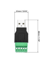 Carica l'immagine nel visualizzatore di Gallery, QWORK® 2 Pz Connettori USB, USB 2.0 A Maschio a 5 Pin PCB Morsetto a Vite Femmina per la Ricarica e il Trasferimento dei