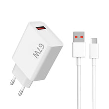 Carica l'immagine nel visualizzatore di Gallery, Caricatore Rapido 67W con Cavo USB-C Compatibile con Xiaomi 11T /12X /12 Lite /12S Ultra /13T /13 /Redmi Note 13/12/ 11S