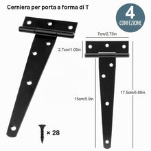 Carica l'immagine nel visualizzatore di Gallery, HOTUT Cerniere a T per carichi pesanti, 4 cerniere pieghevoli da 150 mm, a forma di T con 28 viti, cerniere triangolari 