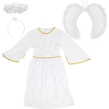 Carica l'immagine nel visualizzatore di Gallery, SULOLI Costume da Angelo,Vestito d'angelo Bianco con Ali ed Aureola,Costume Bambini per Natale, Carnevale,Halloween