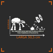 Carica l'immagine nel visualizzatore di Gallery, Adesivo in vinile per finestrino dell'auto, ispirato dalla saga di Star Wars, con AT PT e caccia stellare Tie, con scrit