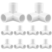 Carica l'immagine nel visualizzatore di Gallery, QWORK® 10 pezzi raccordi per tubi a 3 vie, diametro interno 20 mm (bianco), connettori angolari per tubi in plastica PVC