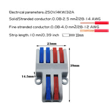 Carica l'immagine nel visualizzatore di Gallery, Morsetti Elettrici, CESFONJER 10 Pcs SPL-42 Connettori Elettrici Rapid, 2 in 4 fuori Connettore Bilaterale con Leva, Con