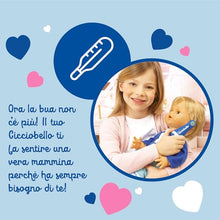 Carica l'immagine nel visualizzatore di Gallery, Cicciobello Bua, Bambola Interattiva con Accessori, Giochi Bambini 2 anni, Cicciobello con Accessori per la Cura Come Termometro e Stetoscopio, Usa il Ciuccio per Farlo Smettere di Piangere!
