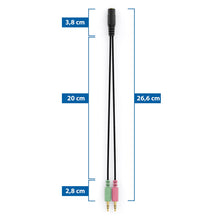 Carica l'immagine nel visualizzatore di Gallery, deleyCON 20cm Headset PC Laptop Adattatore Audio Jack Y Stereo - 1x 3,5mm Presa CTIA 4 Poli TRRS a 2x 3,5mm Connettori -