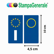 Carica l'immagine nel visualizzatore di Gallery, StampaGenerale® - Kit Adesivi per Targa Auto 2Pz Bollino Logo RI + 4Pz Adesivo Europa in PVC Resistente e Impermeabile F