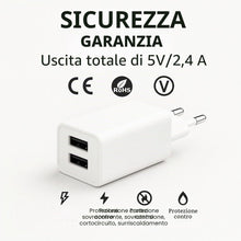 Carica l'immagine nel visualizzatore di Gallery, Caricatore USB da Muro 2 Porte 5V/2A | Presa Europea