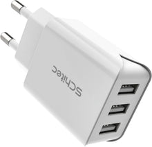 Carica l'immagine nel visualizzatore di Gallery, Caricatore USB da Muro a 3 Porte, 15W/3A Caricabatterie Presa USB Universale per iPhone 11 XS XR Samsung M20 S10 Huawei 