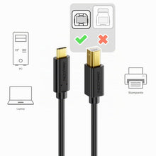 Carica l'immagine nel visualizzatore di Gallery, deleyCON 1m USB C per Stampante (per Stampante, Scanner, MIDI) USB-C a USB-B, per Epson HP Samsung Canon Brother iPhone 