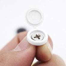 Carica l'immagine nel visualizzatore di Gallery, Tappi bianchi. Coprivite incernierato in plastica. 100 pezzi di coperture. Migliora l'aspetto e protegge le viti.