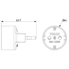 Carica l'immagine nel visualizzatore di Gallery, Vimar FP00303 Adattatore semplice SICURY 250 V~ 3 pezzi, spina grande 2P+T 16A standard IT tipo S17, presa 2P+T 16A stan