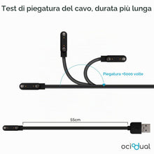 Carica l'immagine nel visualizzatore di Gallery, OcioDual Cavo di Ricarica Magnetica Nero per Orologio 2 Pins Distanza tra i Pin 7,62mm Caricabatterie Cable Caricatore M