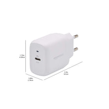 Carica l'immagine nel visualizzatore di Gallery, Amazon Basics Caricatore da parete con 1 porta, USB C ,da 20 W, non-GaN, spina del europea, Bianco, 2.76 x 8.3 x 4.39 cm