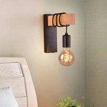 Carica l'immagine nel visualizzatore di Gallery, BARCELONA LED Applique Da Parete RUDER E27 Legno Rustico Vintage