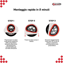 Carica l'immagine nel visualizzatore di Gallery, START Set 2 Calze da Neve Bianche | Taglia XL | Omologate EN 16662-1 | in Tessuto | Adatte per Auto - SUV - Veicoli Comm