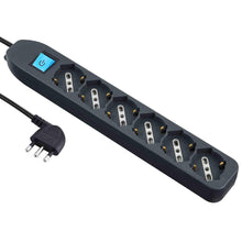Carica l'immagine nel visualizzatore di Gallery, Electraline 62074 Multipresa 6 posti Polivalenti P40(Schuko + 10/16A) con Interruttore Cavo 1,5 m Nero