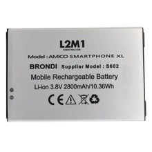 Carica l'immagine nel visualizzatore di Gallery, Batteria per Brondi Amico Smartphone XL Smartphone Android Dual Sim 4G GPS Supplier Model S602 Li-ion 3.8V 2800mAh 10.36