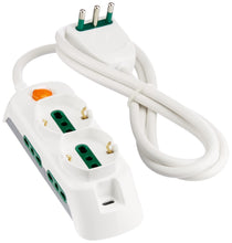 Carica l'immagine nel visualizzatore di Gallery, Vimar FP00521.C.B Presa Multipla con Interruttore Luminoso, 2 Prese universali, 4 Biprese Sicury, Bianco, 1.5 metri