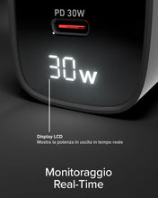 Carica l'immagine nel visualizzatore di Gallery, SBS Alimentatore LCD USB-C 30W, Tecnologia GaN, Power Delivery (PD 3.0 PPS)