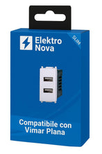 Carica l'immagine nel visualizzatore di Gallery, Elektronova Presa USB Doppia Type-A 5V 2.1A caricatore Bianco compatibile Vimar Plana Caricatore 2402