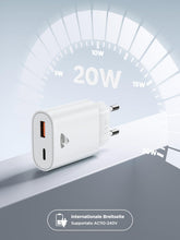 Carica l'immagine nel visualizzatore di Gallery, 2 Pack Caricatore USB C, 20W Ricarica Rapido Presa Spina USBC Alimentatore Type C Multiplo Carica Batterie Caricabatteri