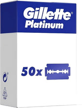 Carica l'immagine nel visualizzatore di Gallery, Gillette per Rasoio di Sicurezza, Lamette Barba Platinum con 50 pezzi di Ricambio, Rasatura Profonda e Confortevole in A