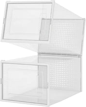 Carica l'immagine nel visualizzatore di Gallery, BAKAJI 12 x Scatole Portascarpe Impilabili in Plastica con Copechi, Assemblaggio Facile, Porta Scarpe Salvaspazio Trasparenti, Contenitori Box Organizer Portaoggetti, (Set 12 Pz, 35 x 25 x 19 cm)