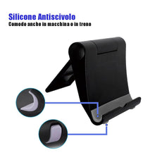 Carica l'immagine nel visualizzatore di Gallery, Porta Cellulare da Tavolo Regolabile materiale PREMIUM Nero Universale Supporto Porta Telefono Scrivania Holder Stand an
